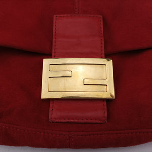 Secondhand Fendi Baguette Red suede 26424 handbag | stylenewstar