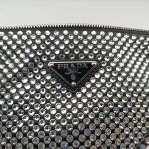 Secondhand Prada Triangle Crystal Black Satin 1BC190 shoulderbag | stylenewstar