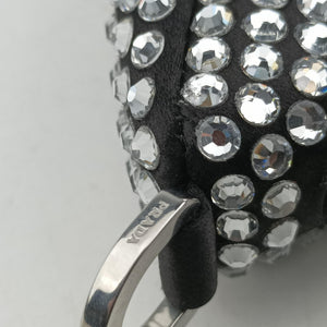 Secondhand Prada Triangle Crystal Black Satin 1BC190 shoulderbag | stylenewstar