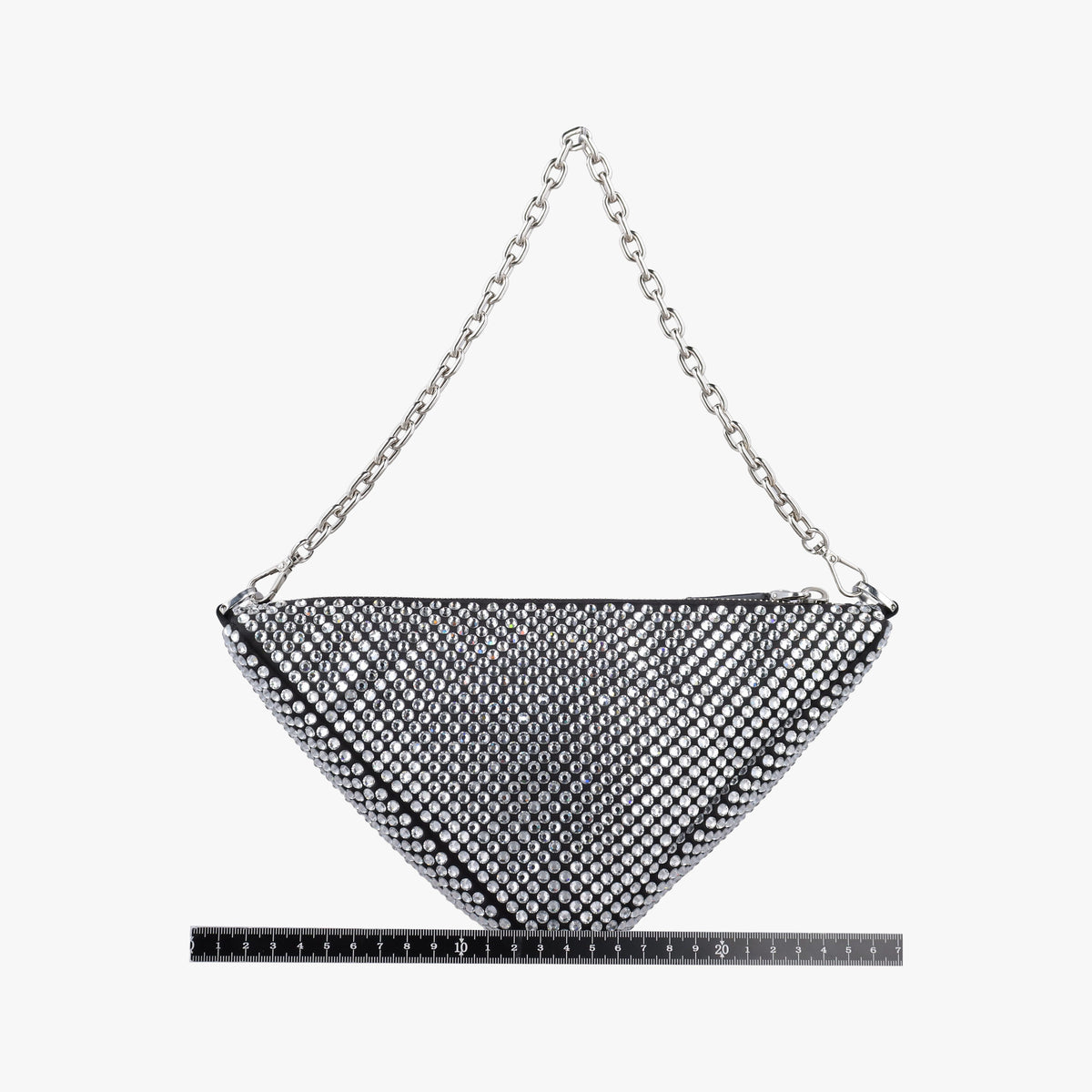 Secondhand Prada Triangle Crystal Black Satin 1BC190 shoulderbag | stylenewstar
