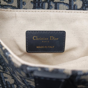 Pre-owned Christian Dior Saddle Navy Jacquard × Leather  handbag | stylenewstar