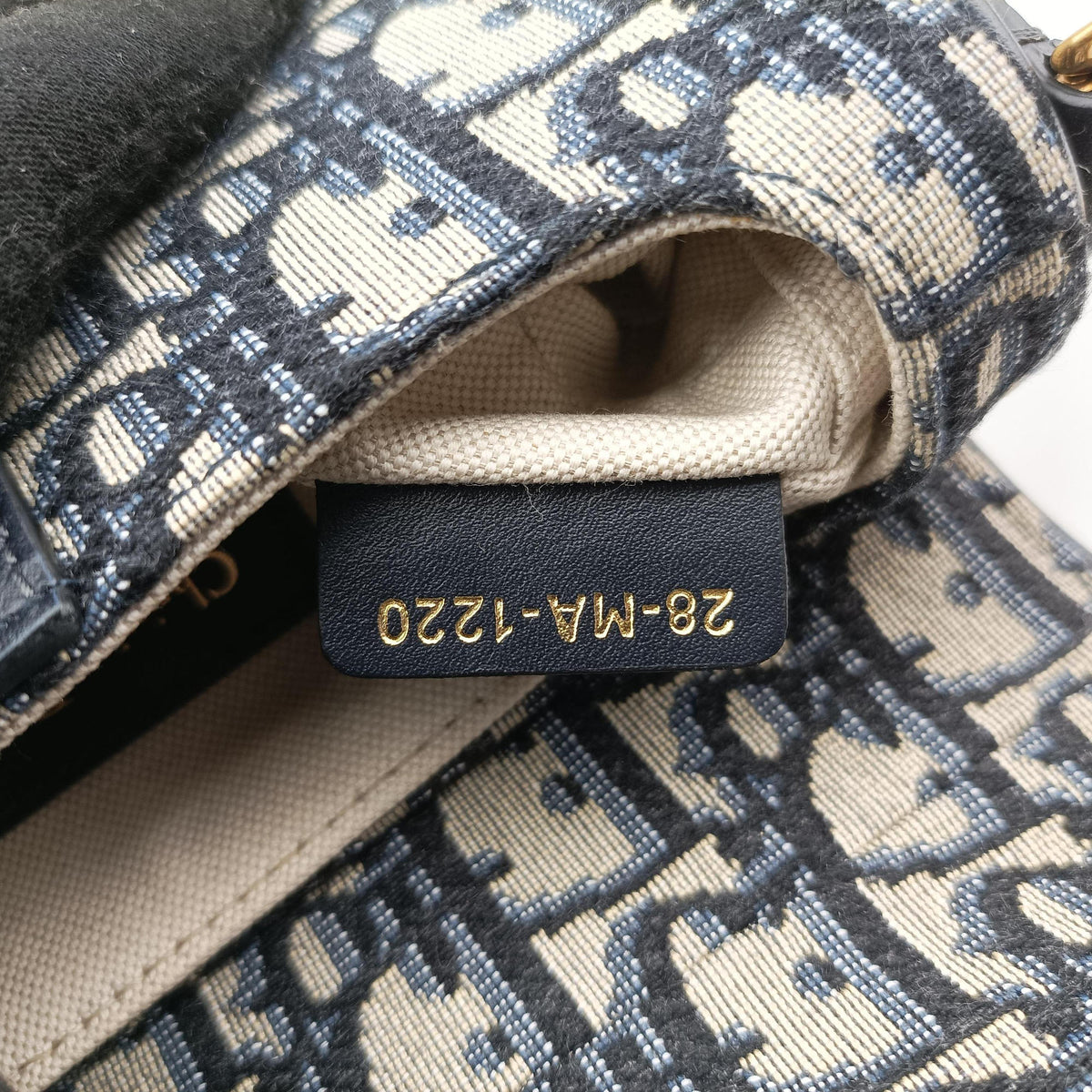 Pre-owned Christian Dior Saddle Navy Jacquard × Leather  handbag | stylenewstar
