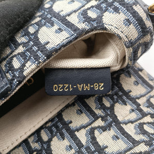 Pre-owned Christian Dior Saddle Navy Jacquard × Leather  handbag | stylenewstar
