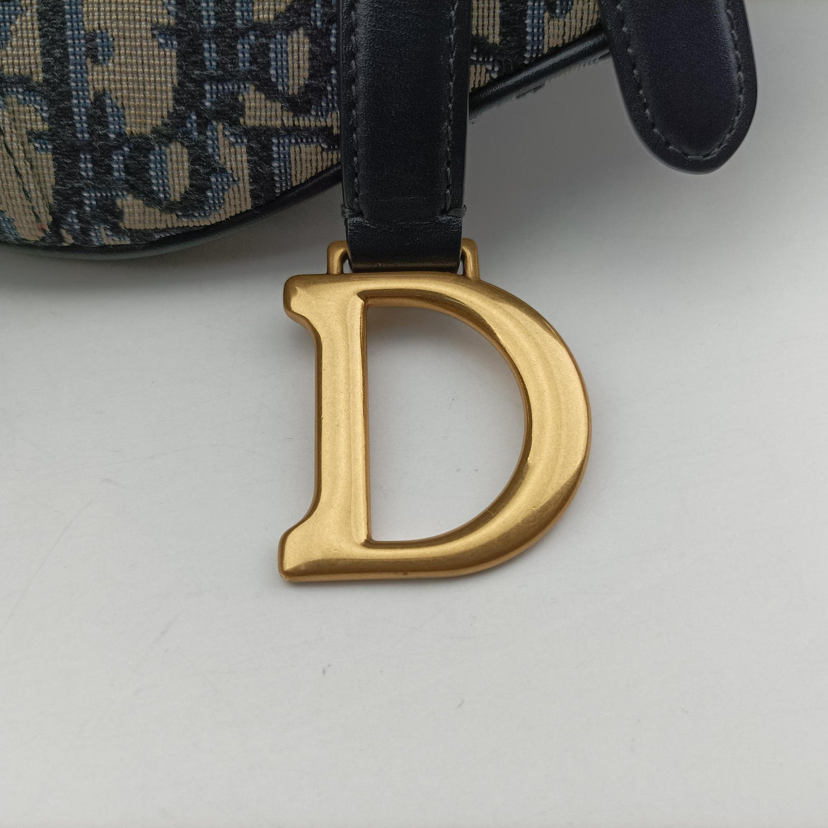 Pre-owned Christian Dior Saddle Navy Jacquard × Leather  handbag | stylenewstar