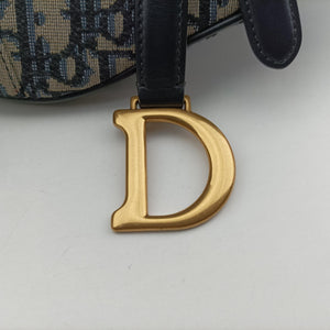 Pre-owned Christian Dior Saddle Navy Jacquard × Leather  handbag | stylenewstar