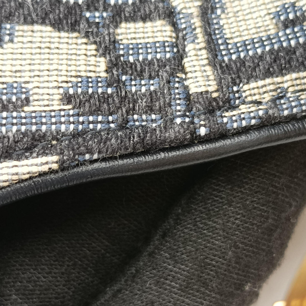 Pre-owned Christian Dior Saddle Navy Jacquard × Leather  handbag | stylenewstar