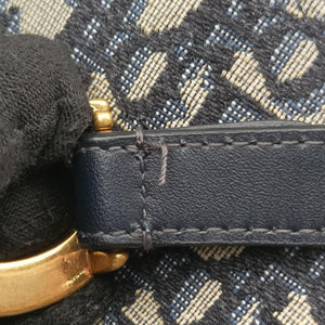 Pre-owned Christian Dior Saddle Navy Jacquard × Leather  handbag | stylenewstar