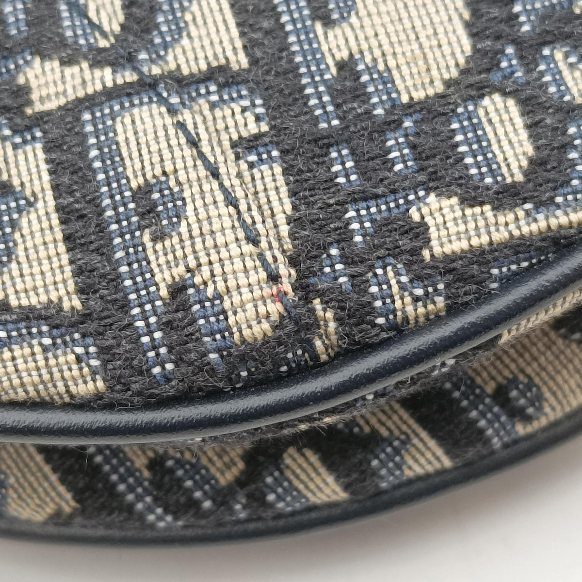 Pre-owned Christian Dior Saddle Navy Jacquard × Leather  handbag | stylenewstar