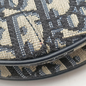 Pre-owned Christian Dior Saddle Navy Jacquard × Leather  handbag | stylenewstar