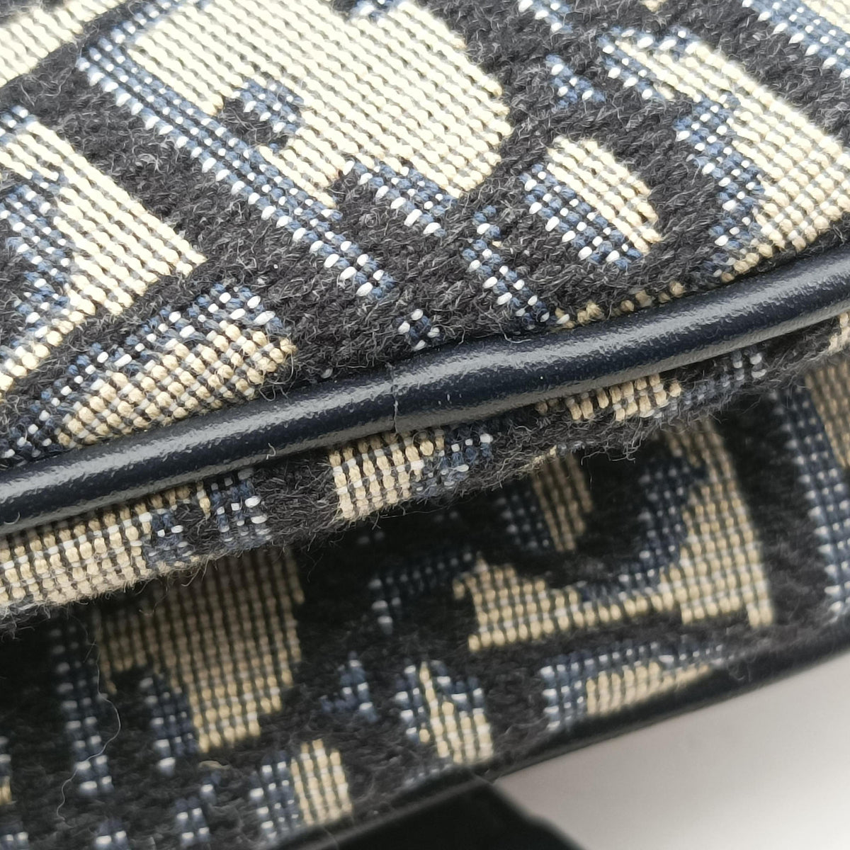 Pre-owned Christian Dior Saddle Navy Jacquard × Leather  handbag | stylenewstar