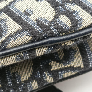 Pre-owned Christian Dior Saddle Navy Jacquard × Leather  handbag | stylenewstar