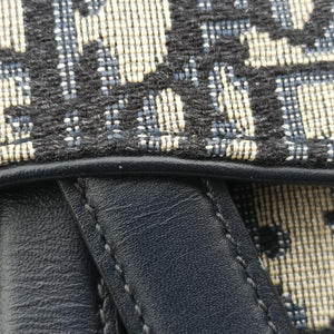 Pre-owned Christian Dior Saddle Navy Jacquard × Leather  handbag | stylenewstar