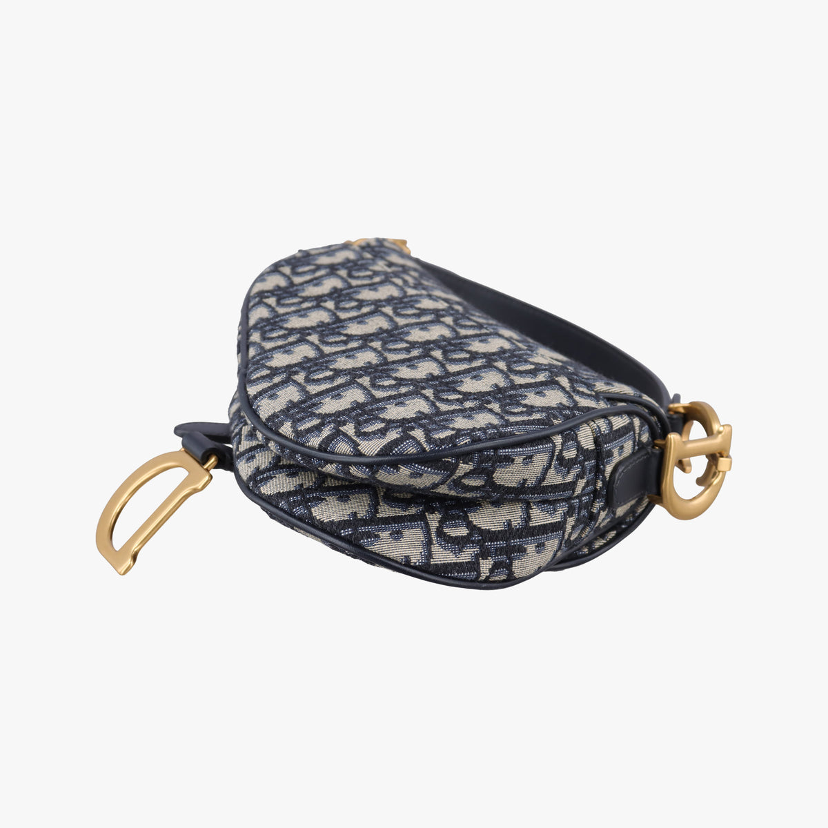Pre-owned Christian Dior Saddle Navy Jacquard × Leather  handbag | stylenewstar