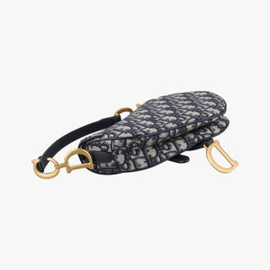 Pre-owned Christian Dior Saddle Navy Jacquard × Leather  handbag | stylenewstar