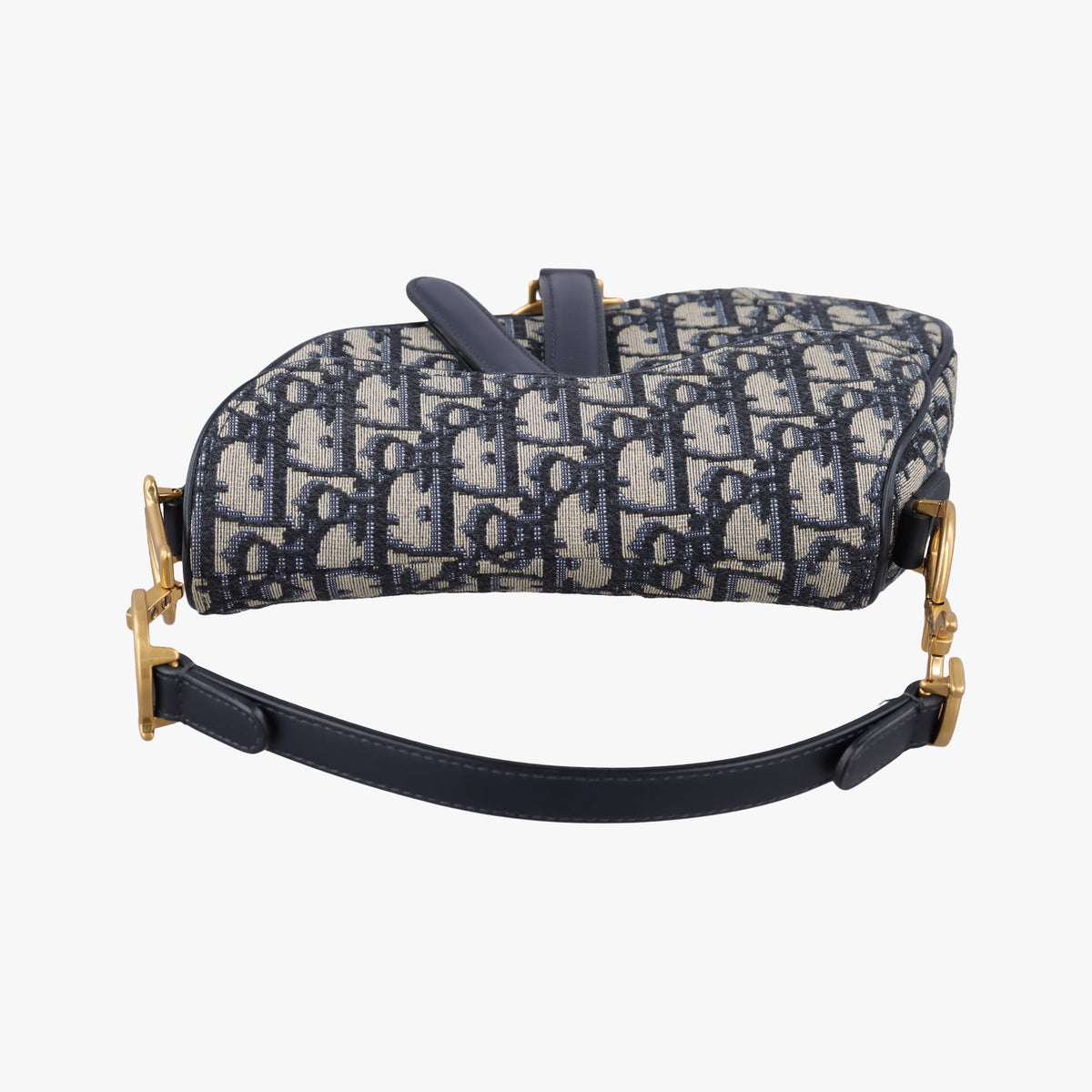Pre-owned Christian Dior Saddle Navy Jacquard × Leather  handbag | stylenewstar