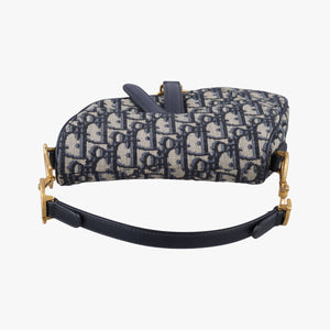 Pre-owned Christian Dior Saddle Navy Jacquard × Leather  handbag | stylenewstar