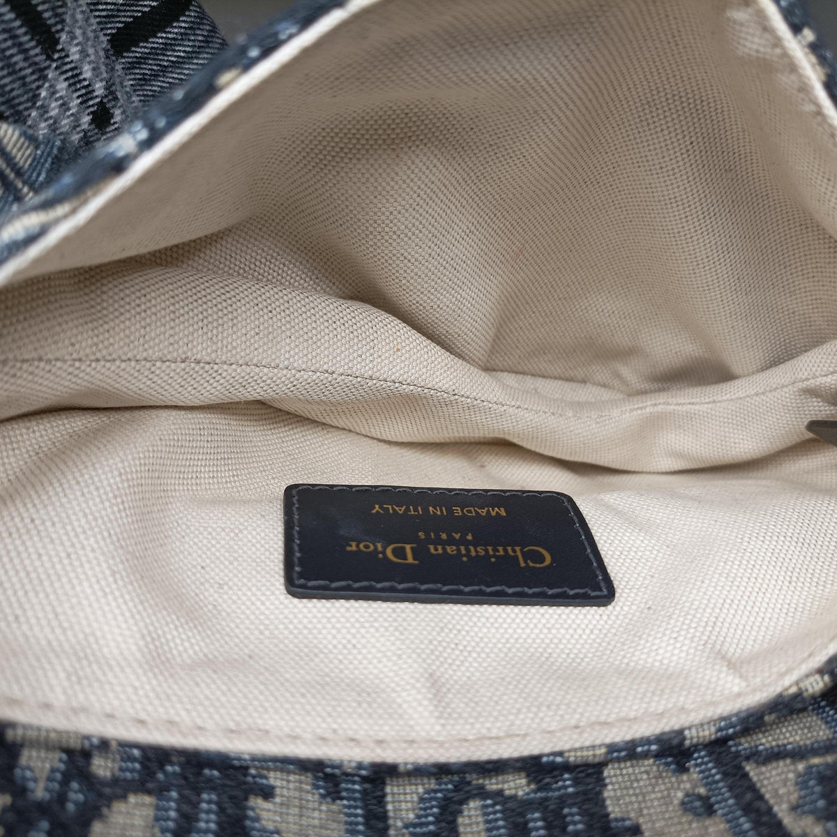 Pre-owned Christian Dior Saddle Navy Jacquard × Leather  handbag | stylenewstar