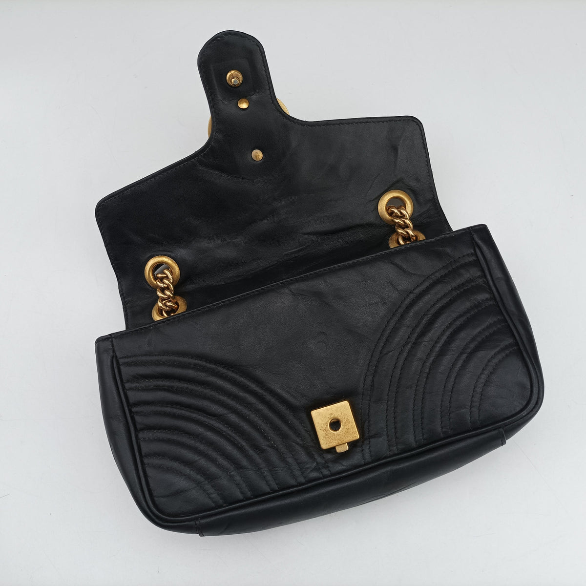 Vintage Gucci GG Marmont Black Leather 443497 shoulderbag | stylenewstar