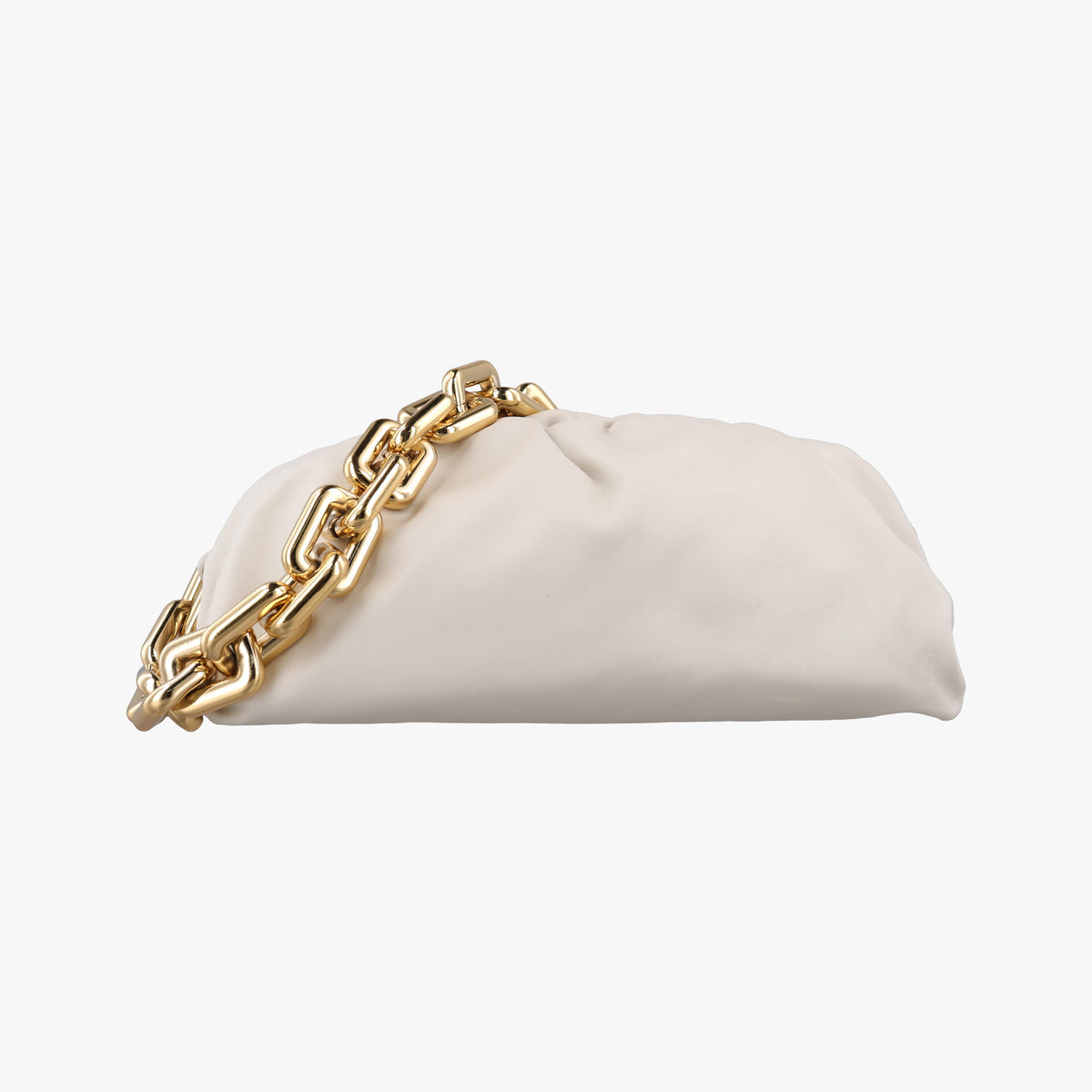 Pre-owned Bottega Veneta THE Chain Pouch White lambskin  shoulderbag | stylenewstar