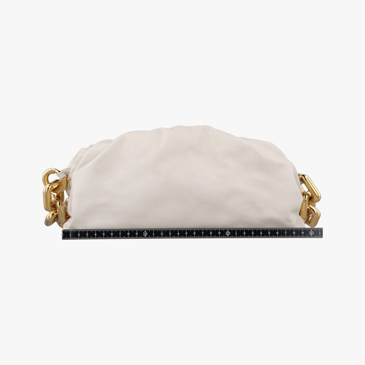 Pre-owned Bottega Veneta THE Chain Pouch White lambskin  shoulderbag | stylenewstar
