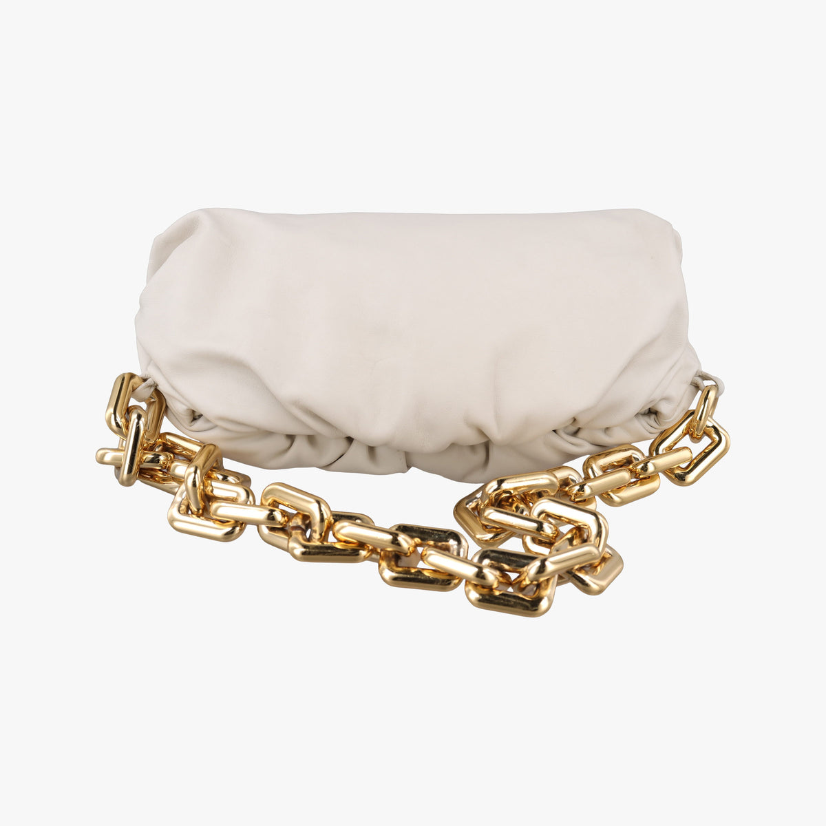 Pre-owned Bottega Veneta THE Chain Pouch White lambskin  shoulderbag | stylenewstar