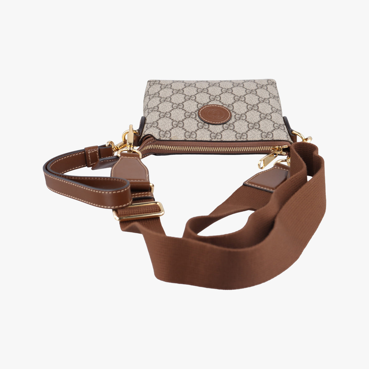 Pre-owned Gucci Interlocking G Messenger Beige × Brown PVC coated canvas× Leather 723306 crossbodybag | stylenewstar