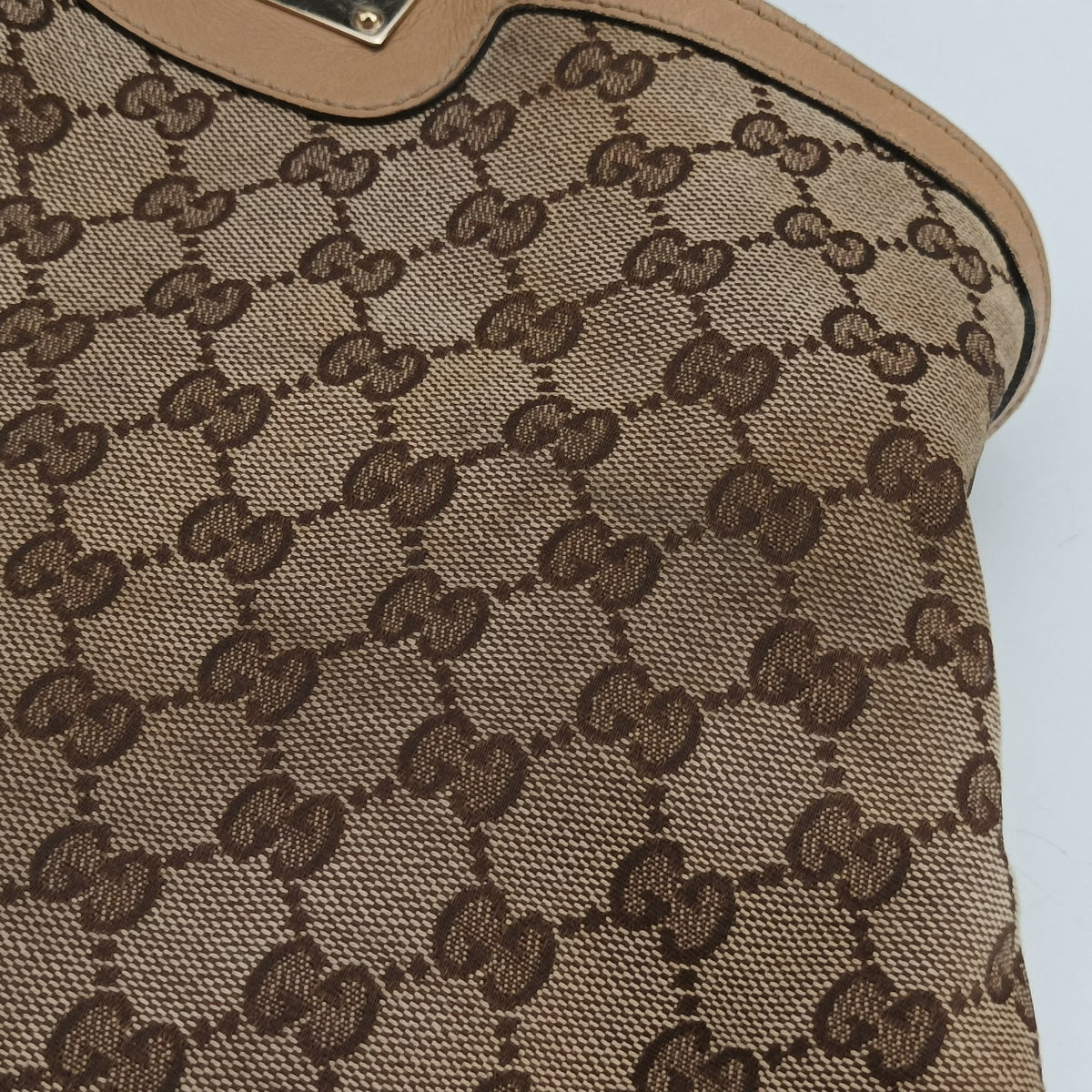 Pre-owned Gucci Indy Babouska Beige Canvas×Leather 185566 shoulderbag | stylenewstar