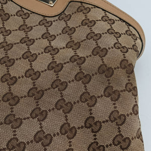 Pre-owned Gucci Indy Babouska Beige Canvas×Leather 185566 shoulderbag | stylenewstar