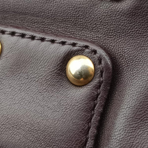 Pre-owned Miu Miu Coffer Matelasse Brown Leather  shoulderbag | stylenewstar