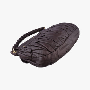 Pre-owned Miu Miu Coffer Matelasse Brown Leather  shoulderbag | stylenewstar