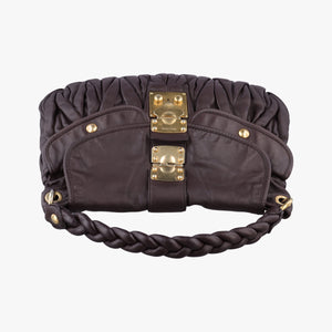 Pre-owned Miu Miu Coffer Matelasse Brown Leather  shoulderbag | stylenewstar