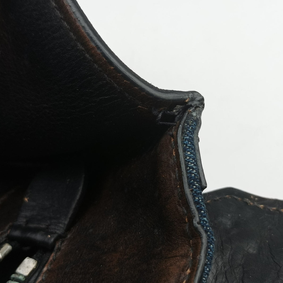 Pre-owned Prada Vintage Studded Twin Pocket Tote Blue x Brown Leather x Denim  shoulderbag | stylenewstar
