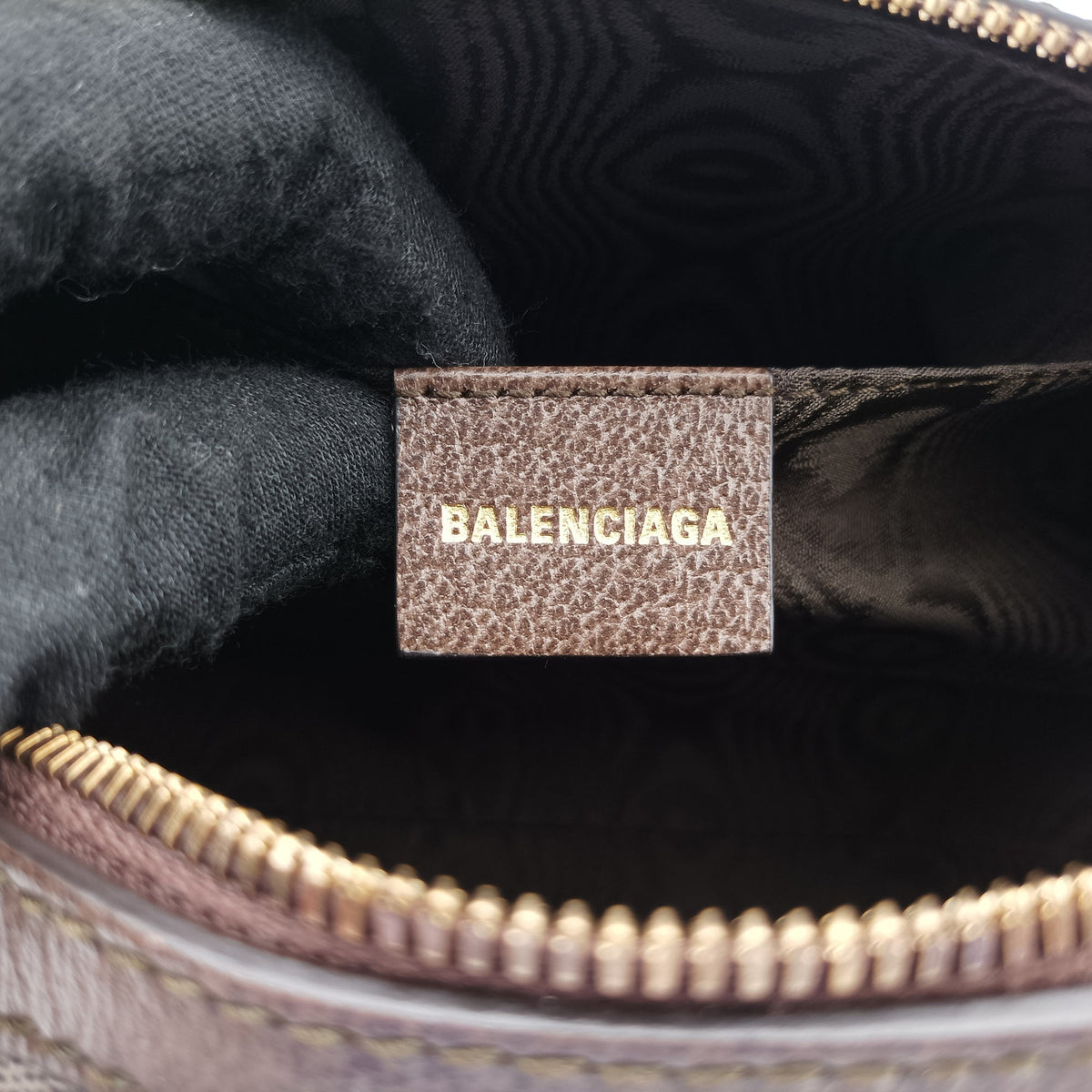 Pre-owned Balenciaga The Hacker Project Boston Beige x Brown PVC coated canvas×Leather 524532 shoulderbag | stylenewstar