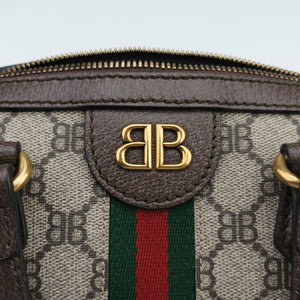 Pre-owned Balenciaga The Hacker Project Boston Beige x Brown PVC coated canvas×Leather 524532 shoulderbag | stylenewstar