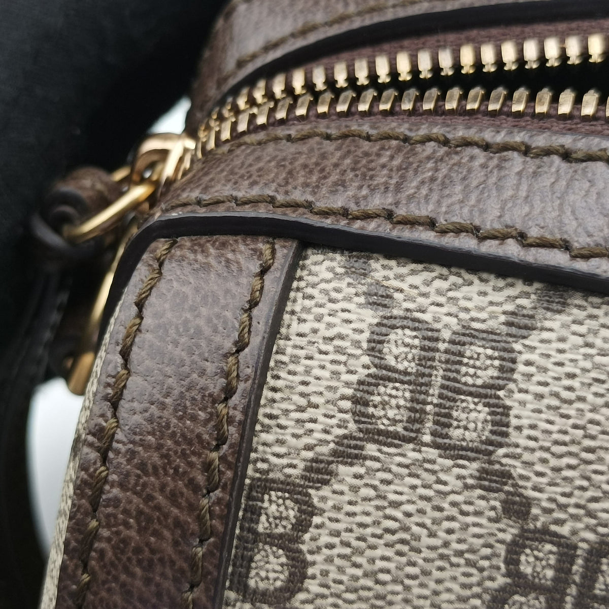Pre-owned Balenciaga The Hacker Project Boston Beige x Brown PVC coated canvas×Leather 524532 shoulderbag | stylenewstar