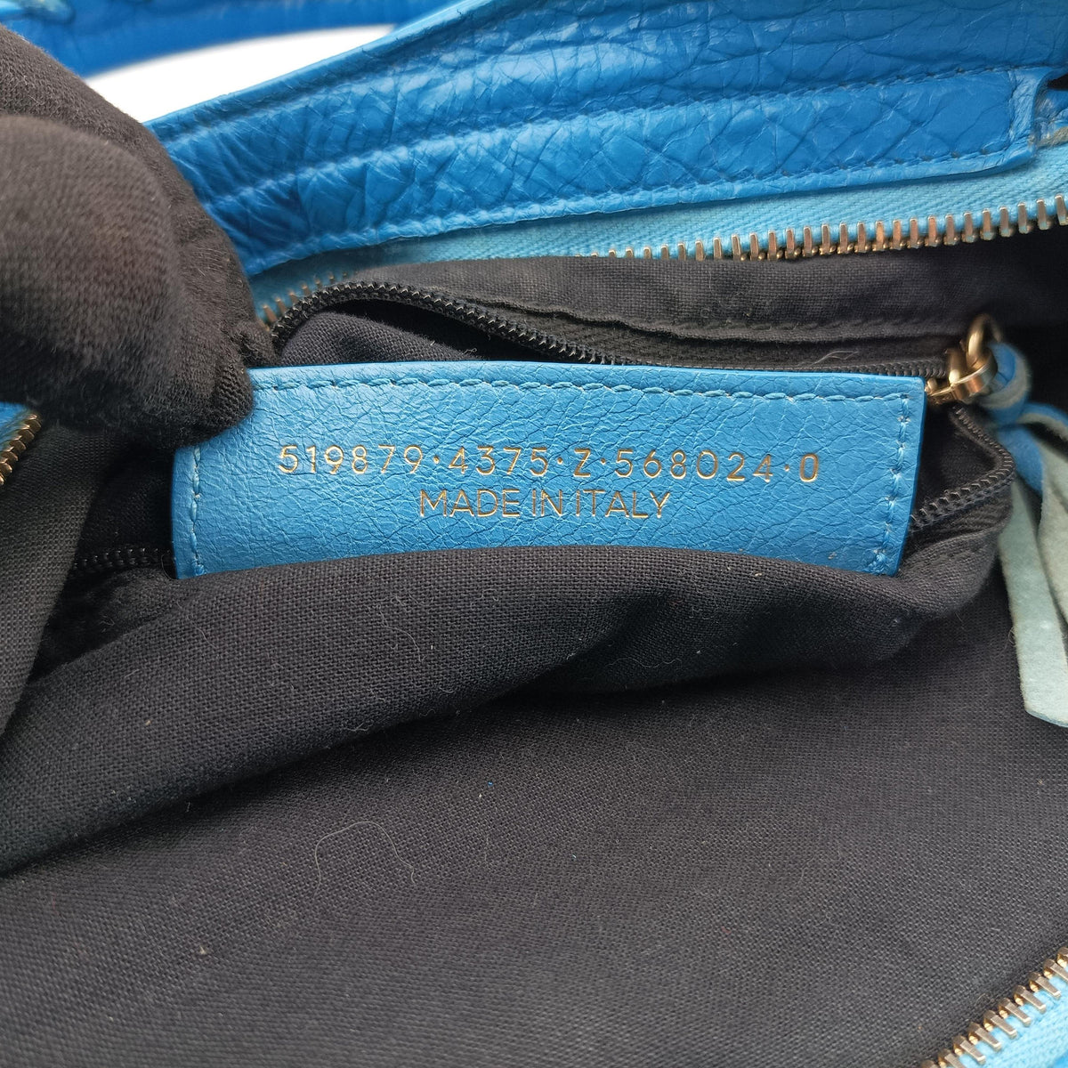 Pre-owned Balenciaga The Town Blue lambskin  shoulderbag | stylenewstar