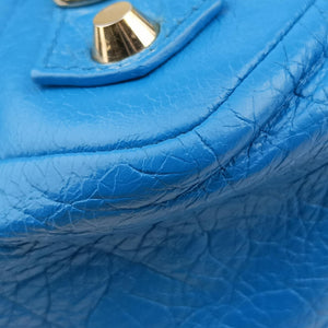 Pre-owned Balenciaga The Town Blue lambskin  shoulderbag | stylenewstar