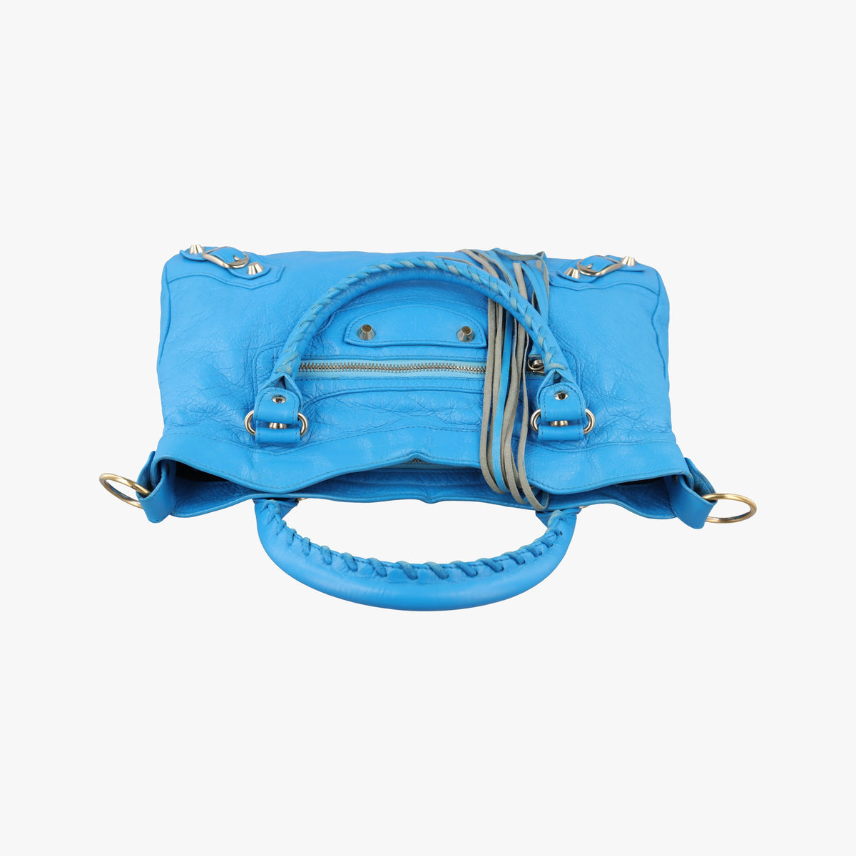 Pre-owned Balenciaga The Town Blue lambskin  shoulderbag | stylenewstar