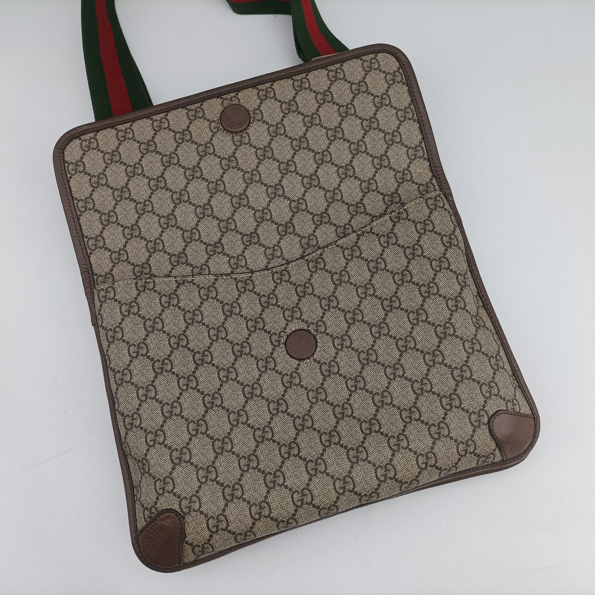 Pre-owned Gucci NEO VINTAGE GG Supreme Beige×Brown PVC coated canvas 495654 crossbodybag | stylenewstar
