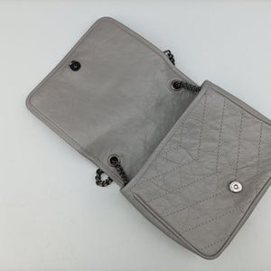 Pre-owned Yves Saint Laurent Niki Grey Leather 583108 shoulderbag | stylenewstar