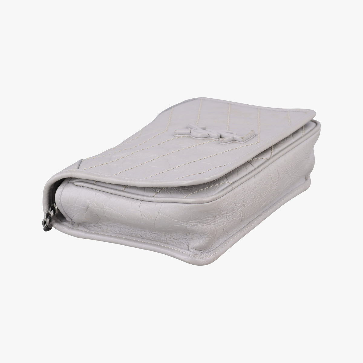 Pre-owned Yves Saint Laurent Niki Grey Leather 583108 shoulderbag | stylenewstar