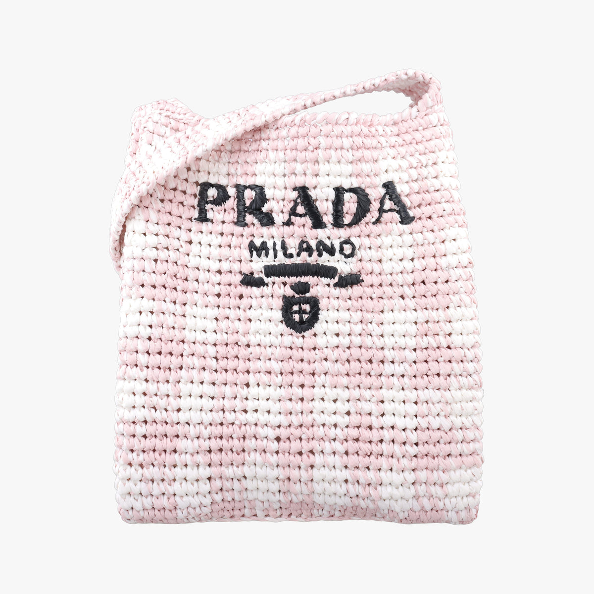 Secondhand Prada Effect Crochet Pink Raffia  shoulderbag | stylenewstar