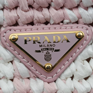 Secondhand Prada Effect Crochet Pink Raffia  shoulderbag | stylenewstar