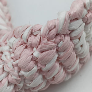 Secondhand Prada Effect Crochet Pink Raffia  shoulderbag | stylenewstar