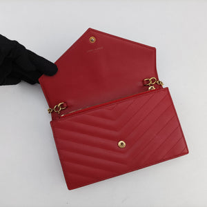 Vintage Yves Saint Laurent MONOGRAM Red Caviar Skin 393953 shoulderbag | stylenewstar