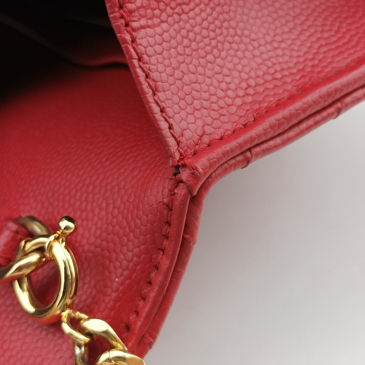 Vintage Yves Saint Laurent MONOGRAM Red Caviar Skin 393953 shoulderbag | stylenewstar