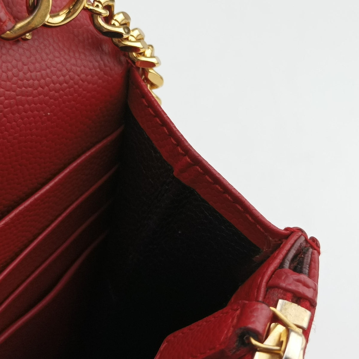 Vintage Yves Saint Laurent MONOGRAM Red Caviar Skin 393953 shoulderbag | stylenewstar