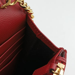 Vintage Yves Saint Laurent MONOGRAM Red Caviar Skin 393953 shoulderbag | stylenewstar