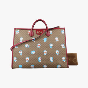 Pre-owned Gucci Fujiko-Pro Doraemon Micro GG Supreme Beige × Red PVC coated canvas 653952 shoulderbag | stylenewstar
