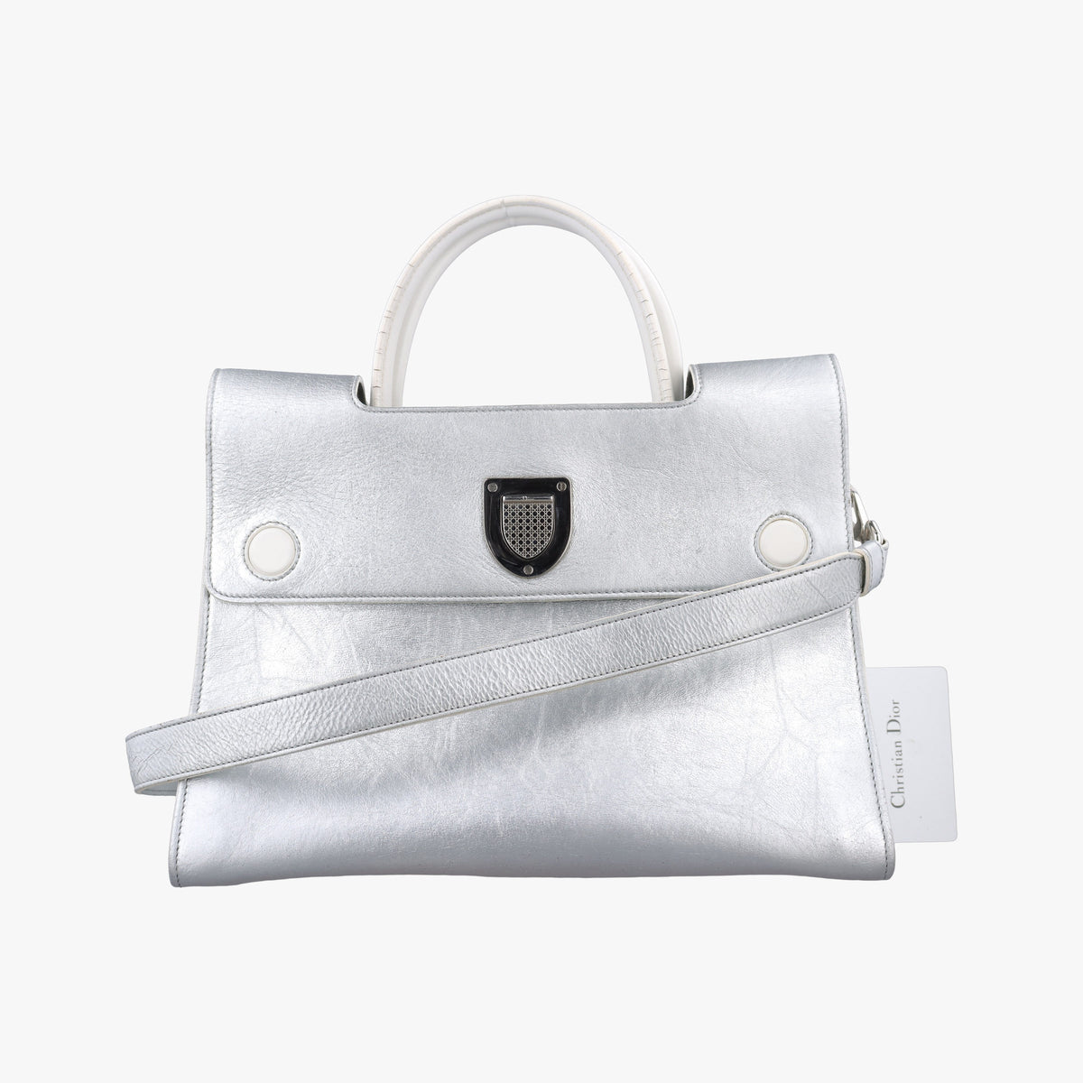 Pre-owned Christian Dior Diorever Silver Leather  shoulderbag | stylenewstar